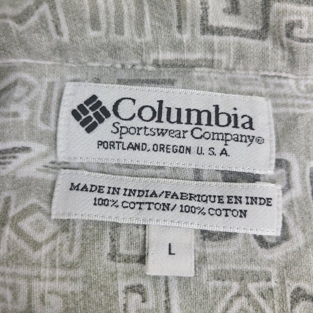 VTG Columbia Shirt Mens Large Short Sleeve Button Down Aztec Outdoors - Picture 6 of 7